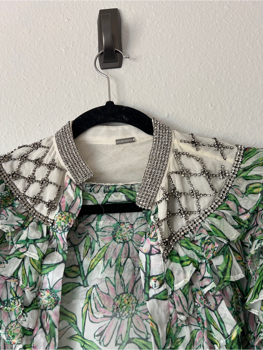 Dodo Bar Or Floral Crystal Embellished Top Size 40 - Picture 5 of 5